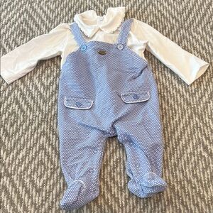 Mayoral Blue and White Polka Dot Overalls